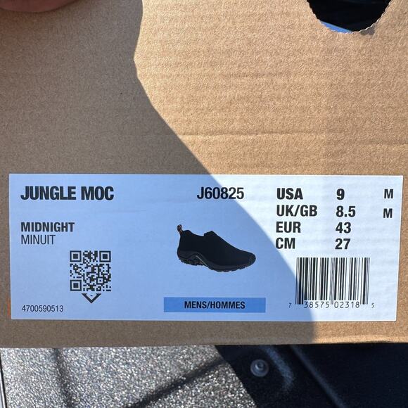 Merrell Jungle Moc Shoes Mens 9 Suede Slip On Comfort J60825 Black‎ Midnight - Picture 8 of 8